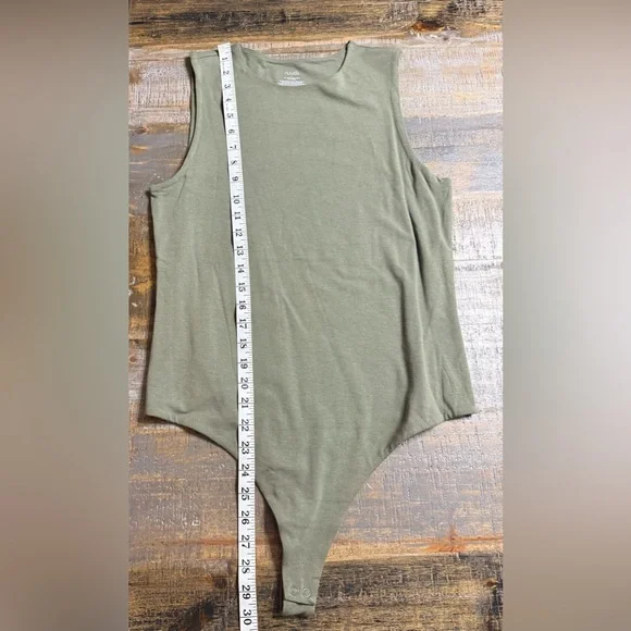 Nuuds Olive Green crewneck tank Bodysuit - Picture 6 of 6
